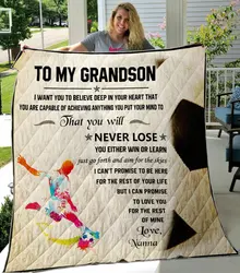 Personalize American Football To My Grandson From Nana Love You For The Rest Of Mine Quilt Blanket Great Customized Gifts For Birthday Christmas Thanksgiving Perfect Gifts For American Football Lover and Home Decor