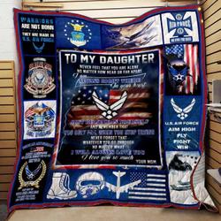 Personalized Air Force To My Daughter From Mom Never Feel That You Are Alone Quilt Blanket Great Customized Gifts For Birthday Christmas Thanksgiving and Home Decor