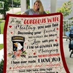 Personalized Airborne Division To My Wife From Husband Meeting You Was Fate Quilt Meaningful Gifts For Mom Great Customized Gifts For Birthday Christmas Thanksgiving MotherS Day and Home Decor
