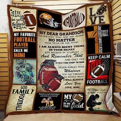 Personalized American Football To My Grandson From Grandma Never Feel That You Are Alone Quilt Blanket Great Customized Gifts For Birthday Christmas Thanksgiving and Home Decor