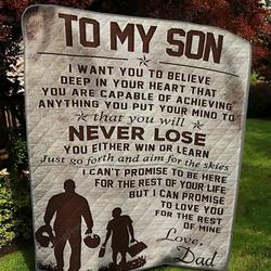 Personalized American Football To My Son From Dad I Love You For The Rest Of My Life Quilt Blanket Great Customized Gifts For Birthday Christmas Thanksgiving FatherS Day and Home Decor