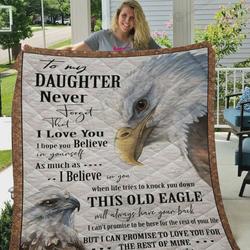 Personalized Bald Eagle To My Daughter From Mom Never Forget That I Love You Quilt Blanket Great Customized Gifts For Birthday Christmas Thanksgiving and Home Decor