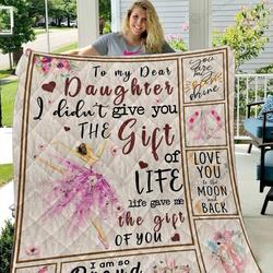 Personalized Ballet Dancer To My Daughter From Mom I Am So Proud Of You Quilt Blanket Great Customized Gifts For Birthday Christmas Thanksgiving and Home Decor