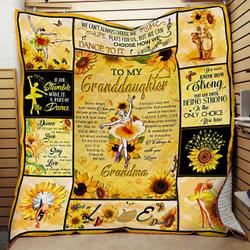 Personalized Ballet To My Granddaughter From Grandma Never Forget How Much I Love You Quilt Blanket Great Customized Gifts For Birthday Christmas Thanksgiving and Home Decor