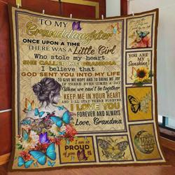 Personalized Butterfly To My Granddaughter Quilt Blanket From Grandma I Am So Proud Of You Great Customized Blanket Gifts For Birthday Christmas Thanksgiving and Home Decor