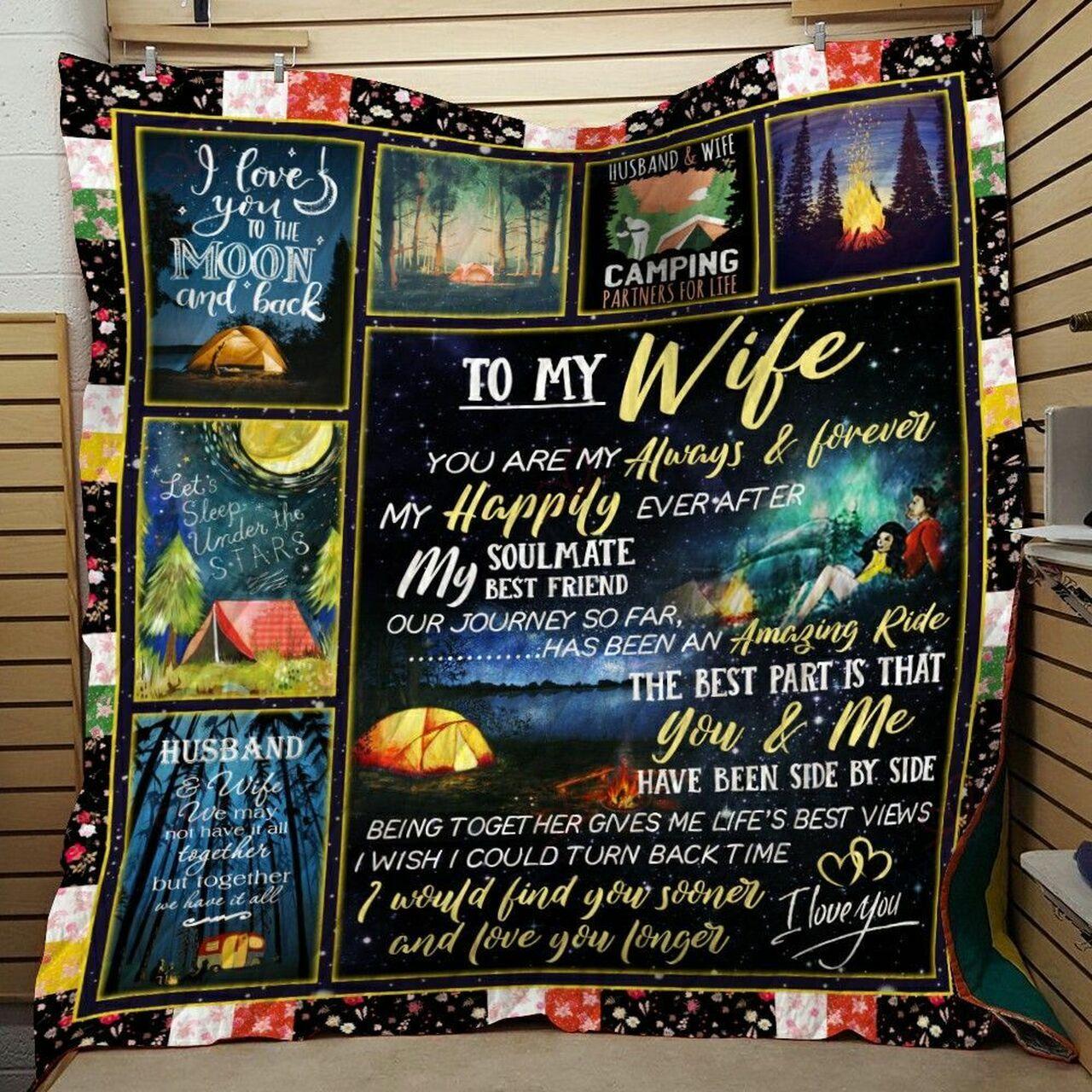 Personalized Camping To My Wife Quilt Blanket From Husband You Are My Always And Forever Quilt Blanket Great Customized Blanket Gifts For Birthday Christmas Thanksgiving and Home Decor