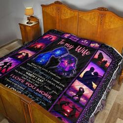 Personalized Couple In Shadow To My Wife From Husband I Mean I Love You More Quilt Great Customized Gifts For Birthday Christmas Thanksgiving MotherS Day and Home Decor