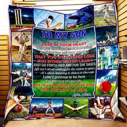 Personalized Cricket To My Son Love Mom I Want You To Believe Quilt Blanket Great Customized Gifts For Birthday Christmas Thanksgiving and Home Decor