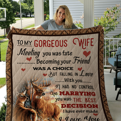 Personalized Deer To My Wife From Husband I Love You Forever And Always Quilt Blanket Great Customized Gifts For Birthday Christmas Thanksgiving and Home Decor