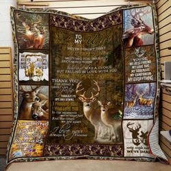 Personalized Deer To My Wife From Husband Never Forget That I Love You Quilt Blanket Great Customized Gifts For Birthday Christmas Thanksgiving Wedding ValentineS Day and Home Decor