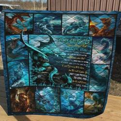 Personalized Dragon To My Daughter From Mom Never Forget That I Love You Quilt Blanket Great Customized Gifts For Birthday Christmas Thanksgiving and Home Decor