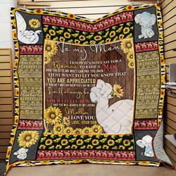 Personalized Elephant To My Mom From Son You Are Aprreciated Quilt Blanket Great Customized Gifts For Birthday Christmas Thanksgiving MotherS Day and Home Decor