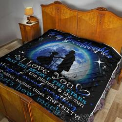 Personalized Family From Grandma To My Granddaughter I Love You Past The Moon Quilt Meaningful Gifts For Her Great Customized Gifts For Birthday Christmas Graduation and Home Decor