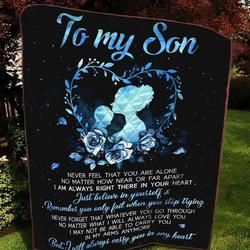 Personalized Family To My Son Quilt Blanket I Will Always Carry You In Your Heart Great Customized Blanket Gifts For Birthday Christmas Thanksgiving and Home Decor