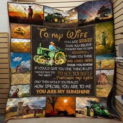 Personalized Farmer To My Wife From Husband You Are My Sunshine Quilt Blanket Great Customized Gifts For Birthday Christmas Thanksgiving Wedding ValentineS Day and Home Decor