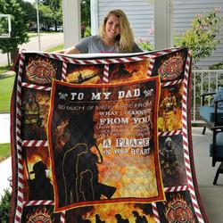 Personalized Firefighter To My Dad From Son Thank You For The Love And Support Quilt Blanket Great Customized Gifts For Birthday Christmas Thanksgiving FatherS Day and Home Decor