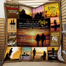 Personalized Fishing To My Wife From Husband I Take You To Be My Best Friend Quilt Blanket Great Customized Gifts For Birthday Christmas Thanksgiving and Home Decor