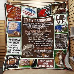 Personalized Football To My Grandson Quilt Blanket From Mimi I Can Promise To Love You For The Rest Of Mine Great Customized Blanket Gifts For Birthday Christmas Thanksgiving and Home Decor