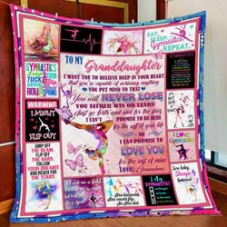 Personalized Gymnastics To My Granddaughter From Grandma I Want You To Believe Quilt Blanket Great Customized Gifts For Birthday Christmas Thanksgiving and Home Decor