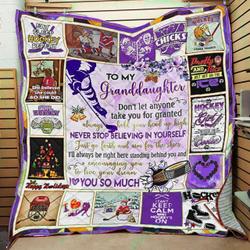 Personalized Hockey Granddaughter From Grandma Grandpa I Love You So Much Quilt Blanket Great Customized Gifts For Birthday Christmas Thanksgiving and Home Decor