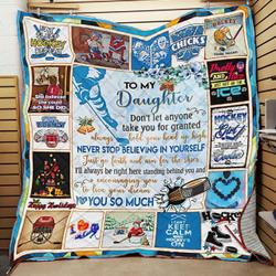Personalized Hockey To My Daughter Quilt Blanket I Love You So Much Great Customized Blanket Gifts For Birthday Christmas Thanksgiving and Home Decor