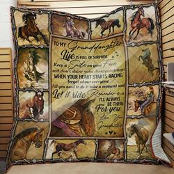 Personalized Horse To My Granddaughter From Grandma Life Is Full Of Surprise Quilt Blanket Great Customized Gifts For Birthday Christmas Thanksgiving and Home Decor