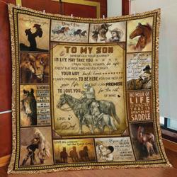Personalized Horse To My Son From Dad Never Forget Your Way Back Home Quilt Blanket Great Customized Gifts For Birthday Christmas Thanksgiving and Home Decor