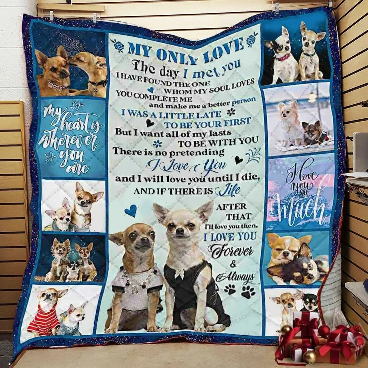 Personalized Husband And Wife Chihuahua To My Only Love Quilt Blanket I Love You Forever And Always Great Customized Blanket Gifts For Birthday Christmas Thanksgiving and Home Decor