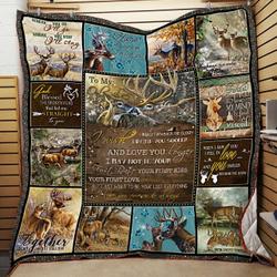 Personalized Husband And Wife Deer To My Only Love Quilt Blanket I Love You Forever And Always Great Customized Blanket Gifts For Birthday Christmas Thanksgiving and Home Decor