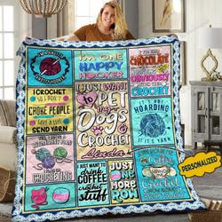 Personalized I Just Want To Pet My Dogs And Crochet Quilt Blanket Great Customized Blanket Gifts For Birthday Christmas Thanksgiving and Home Decor
