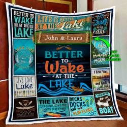 Personalized Lake Home Quilt Blanket and Home Decor