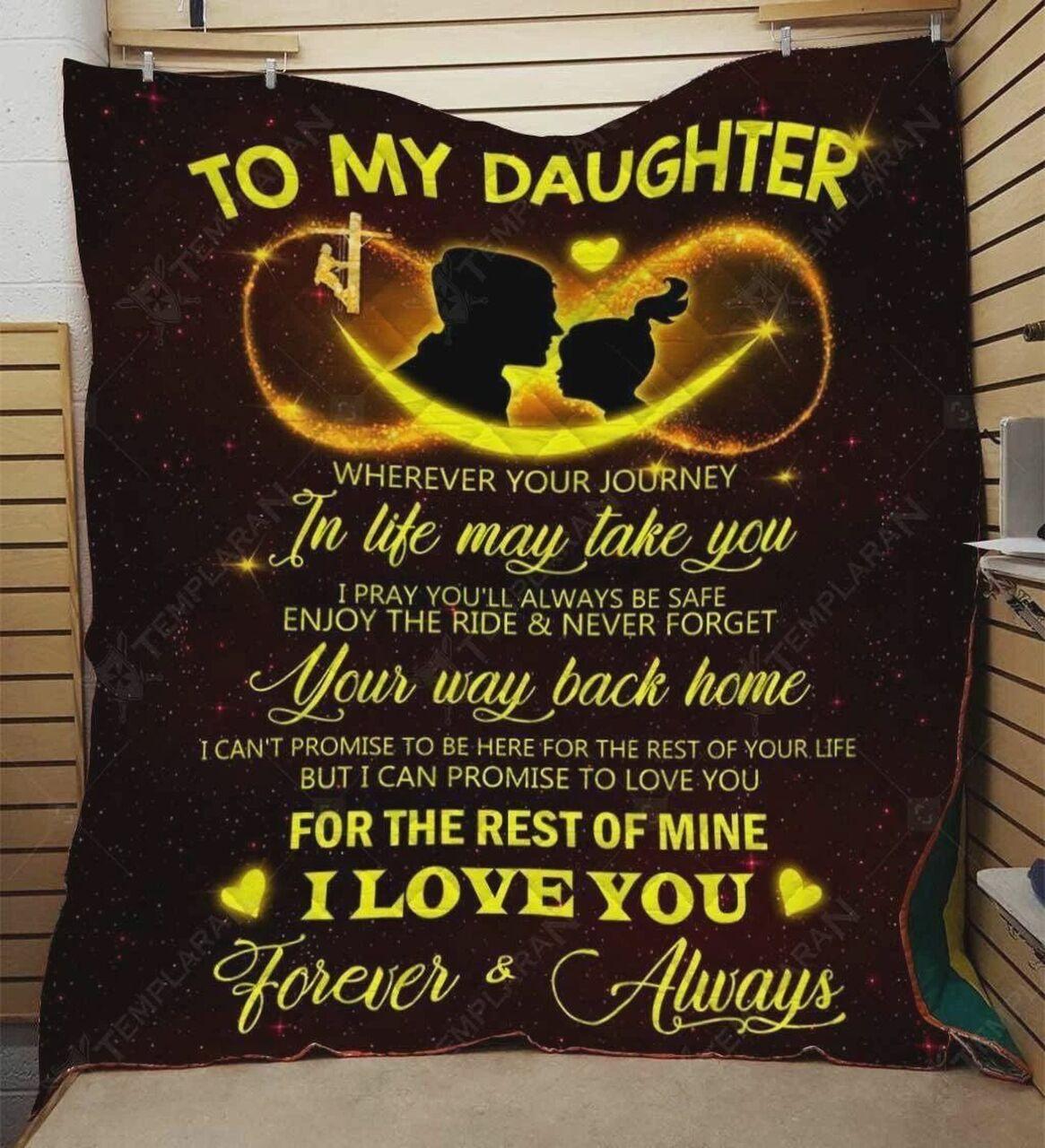 Personalized Lineman To My Daughter Quilt Blanket I Love You Forever And Always Great Customized Blanket Gifts For Birthday Christmas Thanksgiving and Home Decor