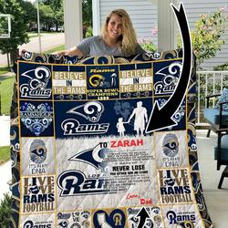 Personalized Los Angeles Rams To Zarah Quilt Blanket From Dad I Can Promise To Love You For The Rest Of Mine Great Customized Blanket Gifts For Birthday Christmas Thanksgiving and Home Decor