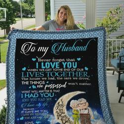 Personalized Moon To My Husband I Love You Quilt Blanket From Wife Great Customized Blanket Gifts For Birthday Christmas Thanksgiving Anniversary and Home Decor