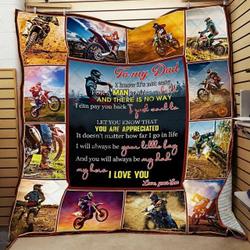 Personalized Motorcross From Son To Dad You Always Be My Hero Quilt Blanket Meaningful Gifts For Dad Great Customized Blanket For Birthday Christmas FatherS Day and Home Decor