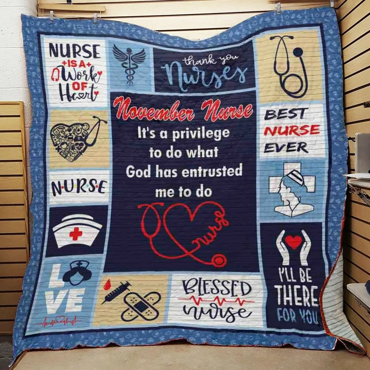 Personalized November Nurse ItS A Privilege To Do What God Has Entrusted Me To Do Quilt Blanket Great Customized Blanket Gifts For Birthday Christmas Thanksgiving and Home Decor