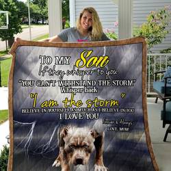 Personalized Pitbull To My Son Pitbull Quilt Blanket From Dad I Love You Forever And Always Great Customized Blanket Gifts For Birthday Christmas Thanksgiving and Home Decor