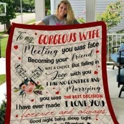Personalized Plumber From Husband To My Wife Meeting You Was Fate Quilt Meaningful Gifts For Mom Great Customized Gifts For Birthday Christmas Thanksgiving MotherS Day and Home Decor