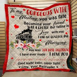 Personalized Railroader Couple To My Gorgeous Wife From Husband I Had No Control Quilt Great Customized Gifts For Birthday Christmas Thanksgiving MotherS Day and Home Decor