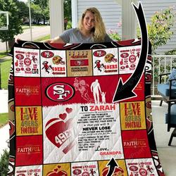 Personalized San Francisco 49Ers To Zarah Quilt Blanket From Grandpa I Can Promise To Love You For The Rest Of Mine Great Customized Blanket Gifts For Birthday Christmas Thanksgiving and Home Decor