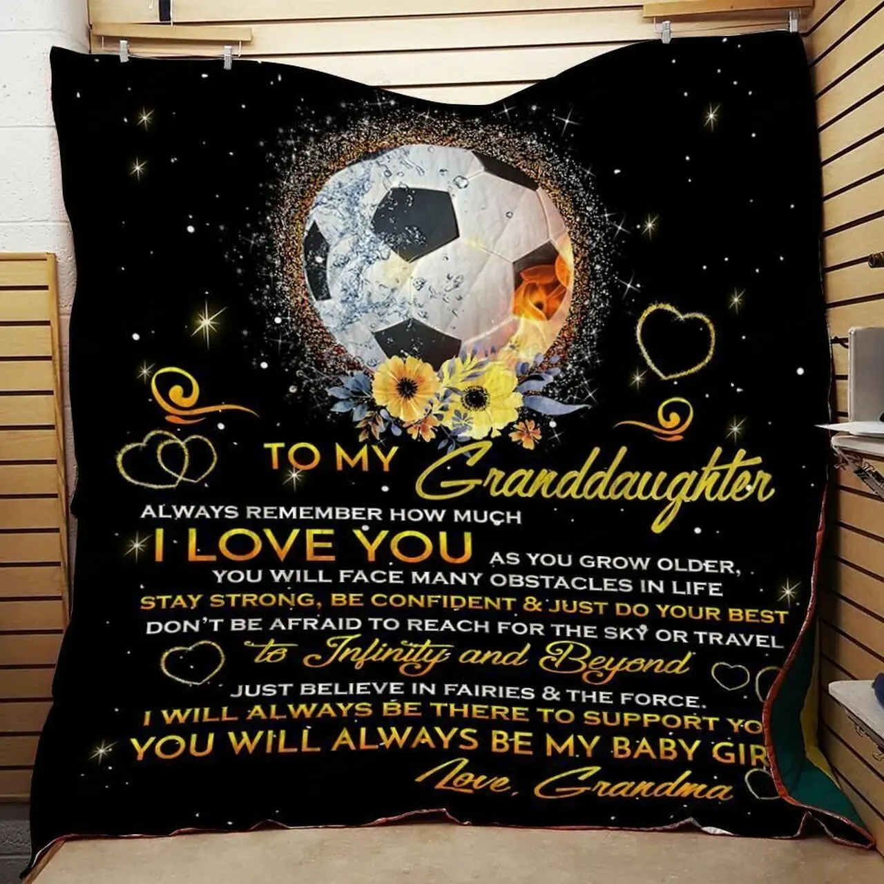 Personalized Soccer To My Granddaughter From Grandma Remember How Much I Love You Quilt Blanket Great Customized Gifts For Birthday Christmas Thanksgiving and Home Decor