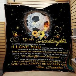 Personalized Soccer To My Granddaughter From Grandma Remember How Much I Love You Quilt Blanket Great Customized Gifts For Birthday Christmas Thanksgiving and Home Decor