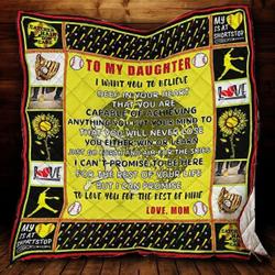Personalized Softball To My Daughter From Mom You Are Capable Quilt Blanket Great Customized Gifts For Birthday Christmas Thanksgiving Perfect Gifts For Softball Lover and Home Decor