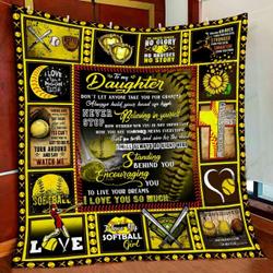 Personalized Softball To My Daughter Quilt Blanket I Love You So Much Great Customized Blanket Gifts For Birthday Christmas Thanksgiving and Home Decor