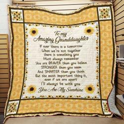 Personalized Sunflower Granddaughter From Grandpa Grandma You Are My Sunshine Quilt Blanket Great Customized Gifts For Birthday Christmas Thanksgiving and Home Decor