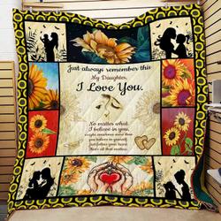 Personalized Sunflower To My Daughter From Mom How Much I Love You Quilt Blanket Great Customized Gifts For Birthday Christmas Thanksgiving Perfect Gifts For Sunflower Lover and Home Decor