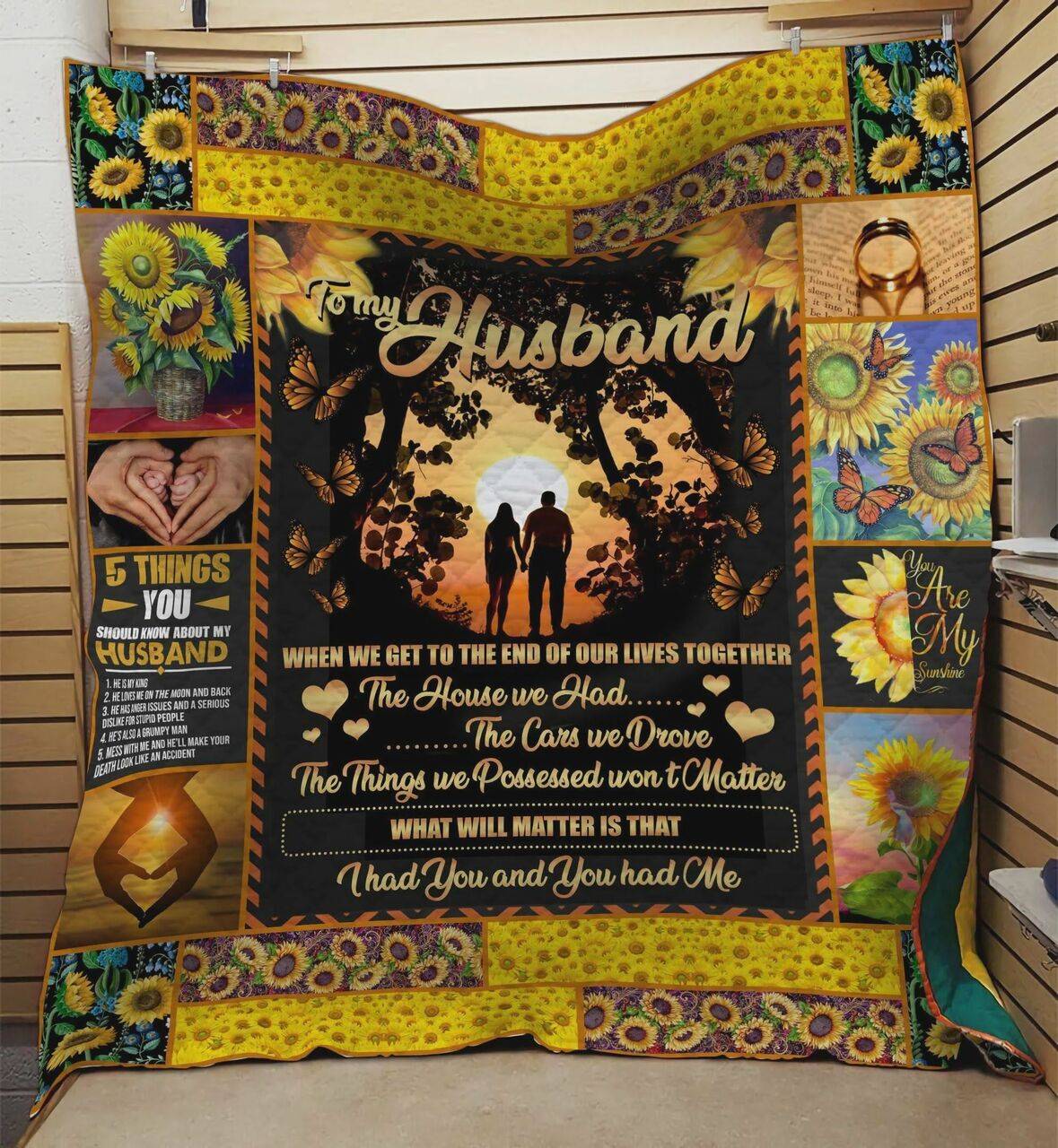 Personalized Sunflower To My Husband Quilt Blanket I Had You And You Had Me Great Customized Blanket Gifts For Birthday Christmas Thanksgiving and Home Decor