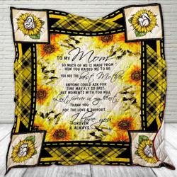 Personalized Sunflower To My Mom From Daughter Son You Are The Best Mother Quilt Blanket Great Customized Gifts For Birthday Christmas Thanksgiving MotherS Day Perfect Gifts For Sunflower Lover and Home Decor