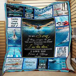 Personalized Swimming To My Son From Mom If They Whisper To You Quilt Blanket Great Customized Gifts For Birthday Christmas Thanksgiving and Home Decor