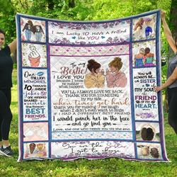 Personalized To My Bestie Quilt Blanket Thank You For Standing By My Side Great Customized Blanket Gifts For Birthday Christmas Thanksgiving and Home Decor